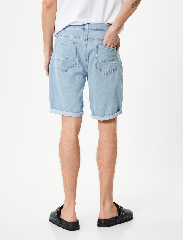   Джинсовые шорты мужские Slim Fit с отворотами