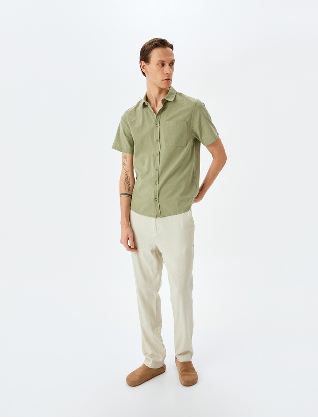   Рубашка мужская хлопковая с коротким рукавом Slim Fit